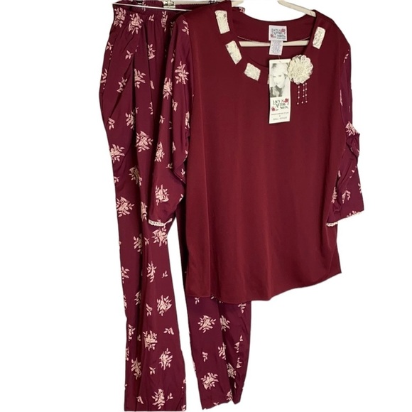 NWT Deadstock Lacy After Noon Made in USA Vintage Lounge Shirt Pant - Picture 1 of 9